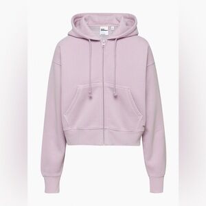 Aritzia TNA Light Purple Cropped Boyfriend Zip Up Hoodie